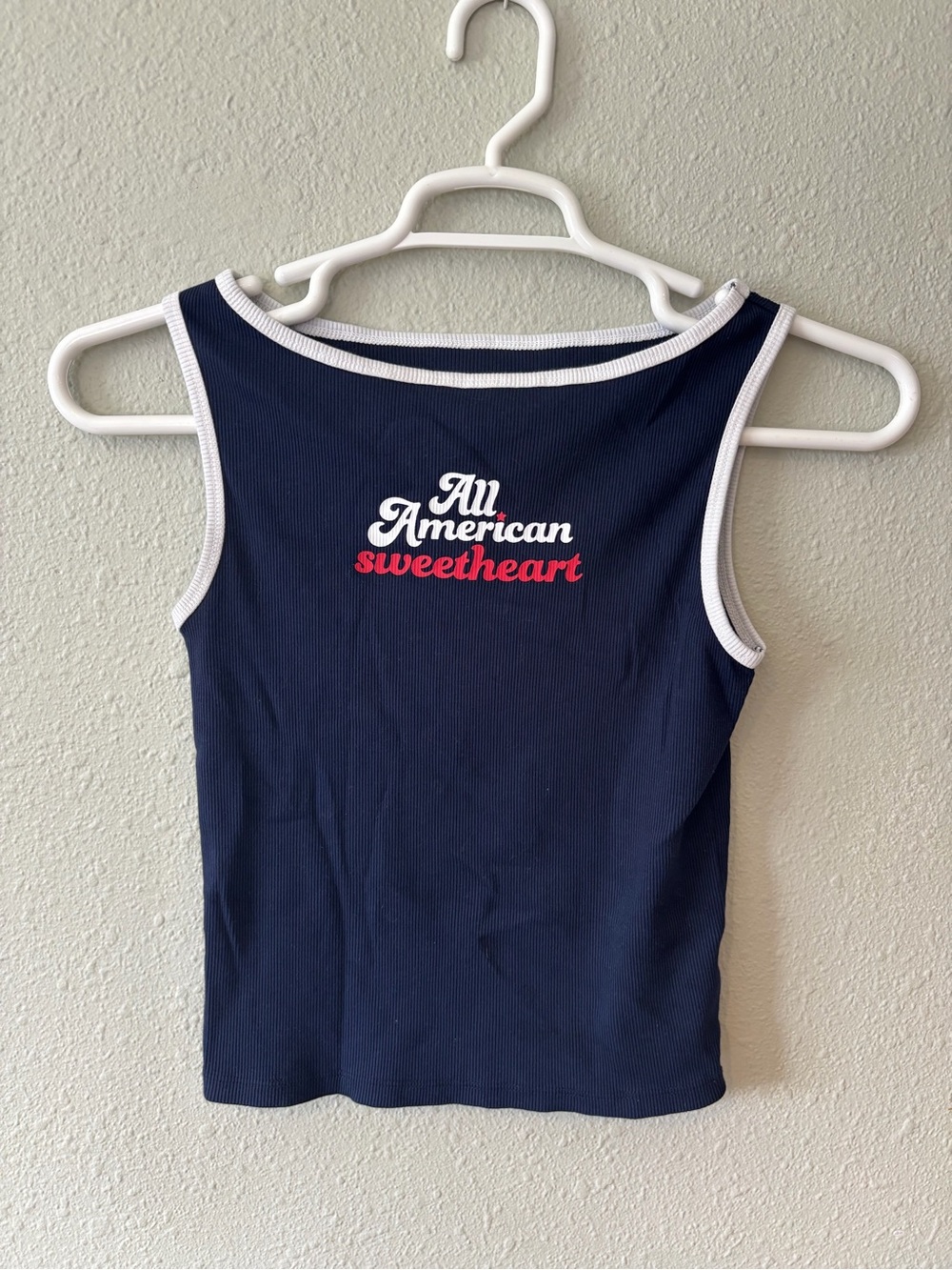 wild fable Navy Tank Top with White Trim & Red Script